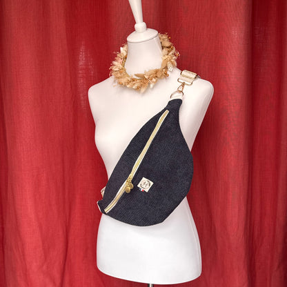 Sac banane XL - Jacquard bleu marine