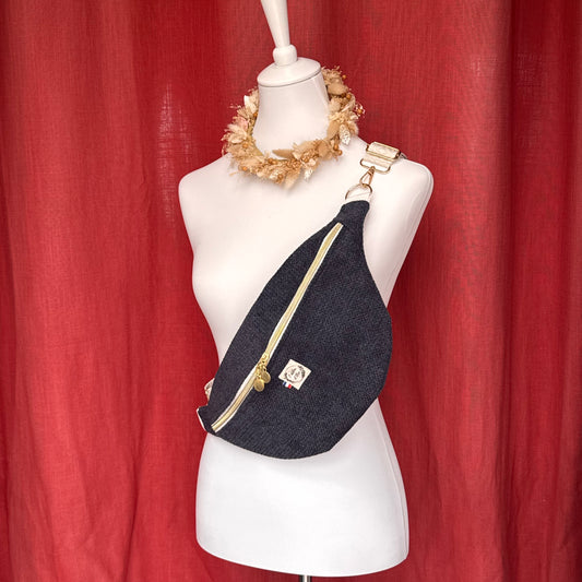 Sac banane XL - Jacquard bleu marine