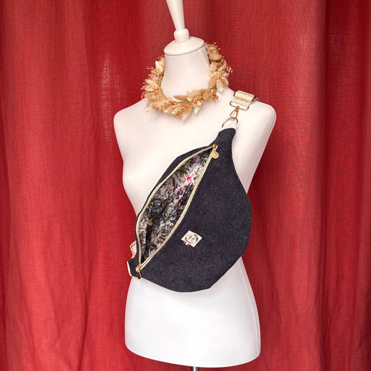 Sac banane XL - Jacquard bleu marine
