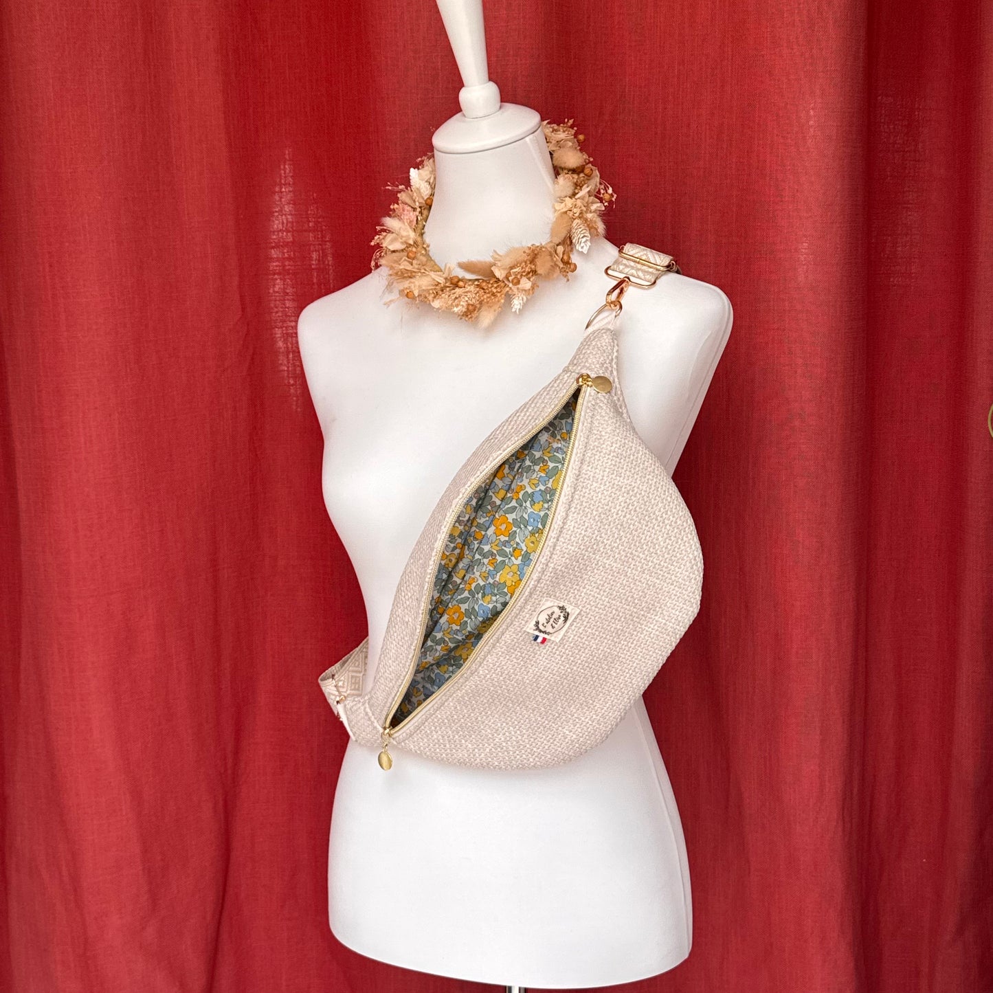 Sac banane XL - Jacquard beige