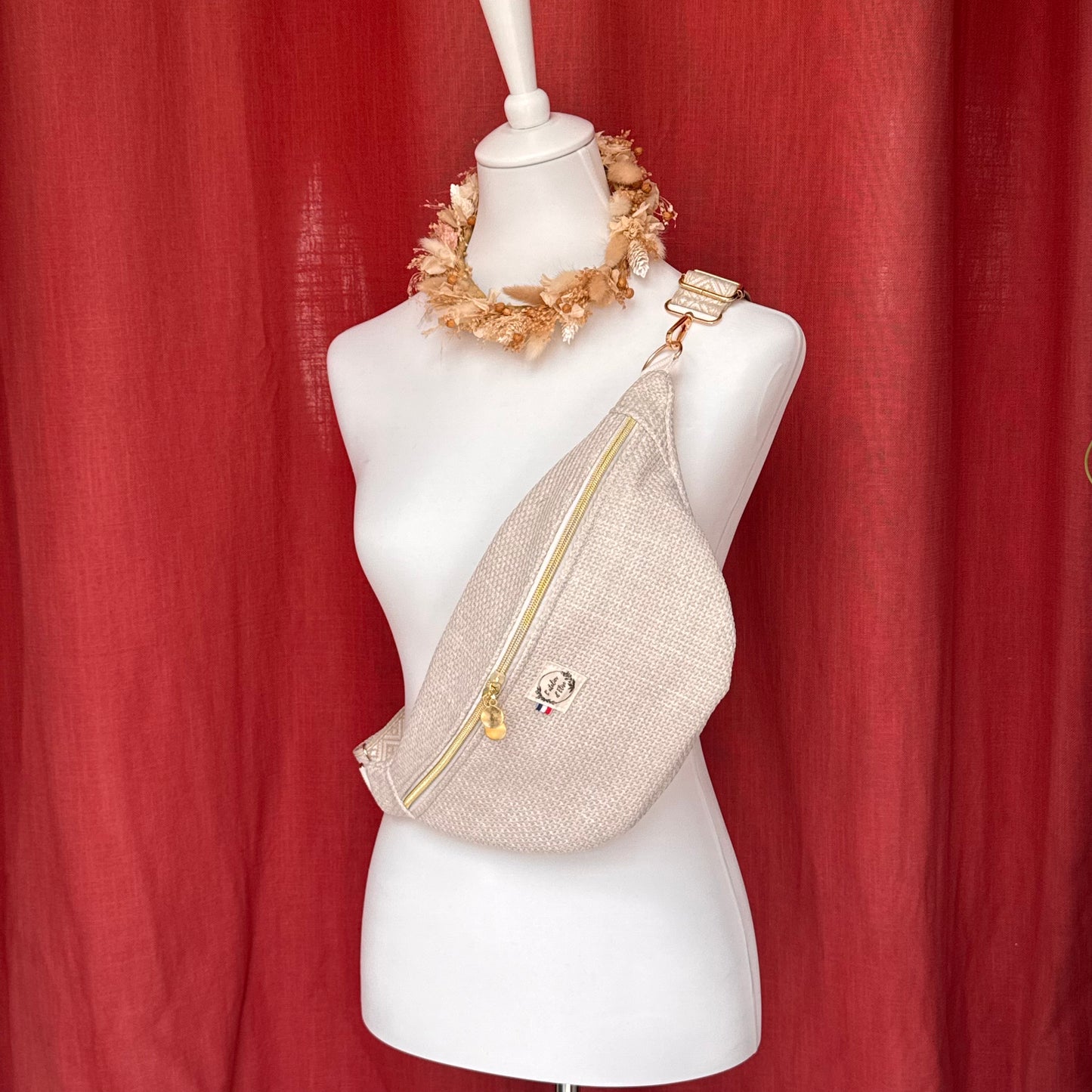 Sac banane XL - Jacquard beige