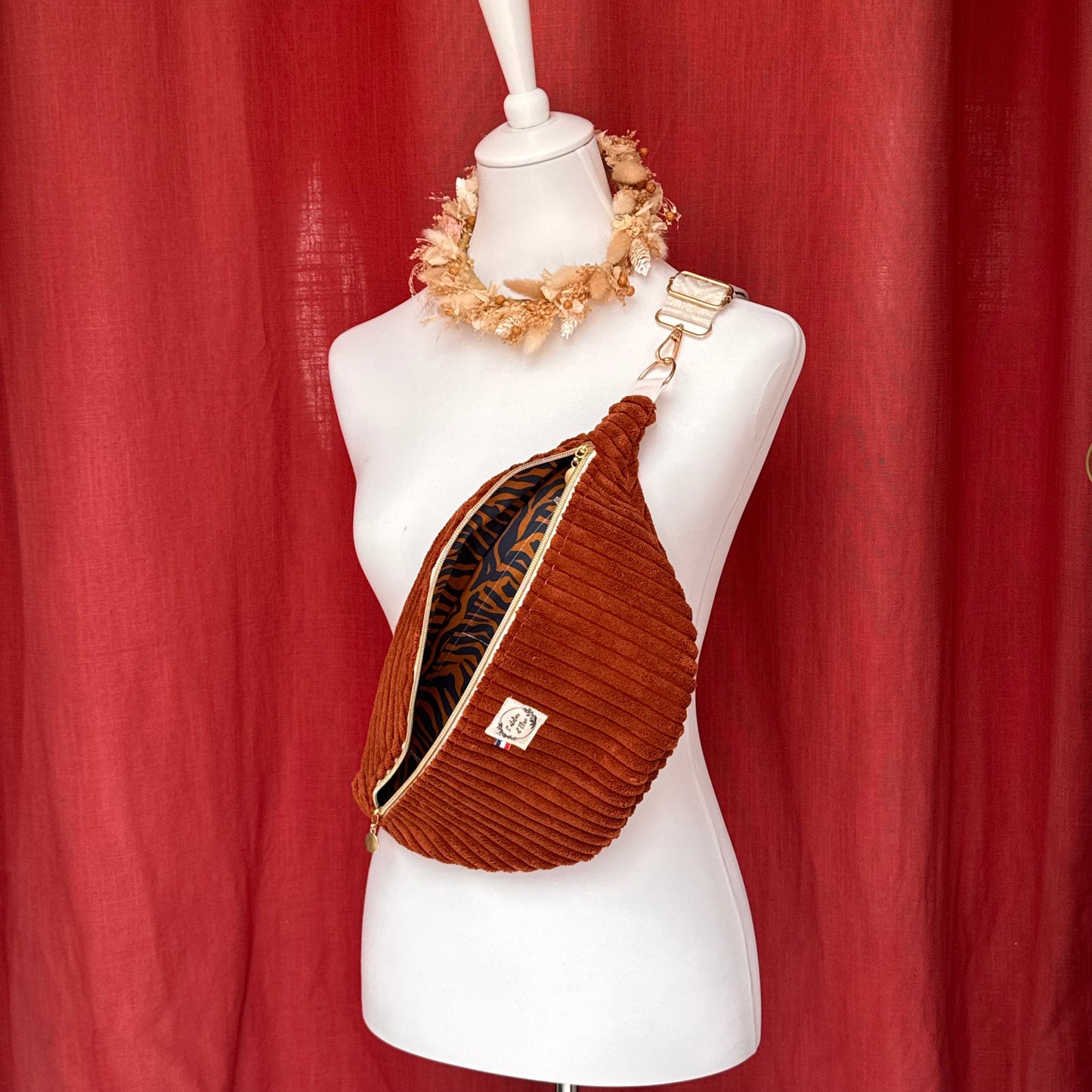 Sac banane XL - Velours côtelé marron