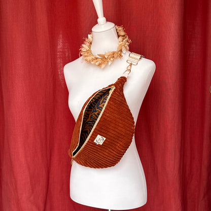 Sac banane XL - Velours côtelé marron