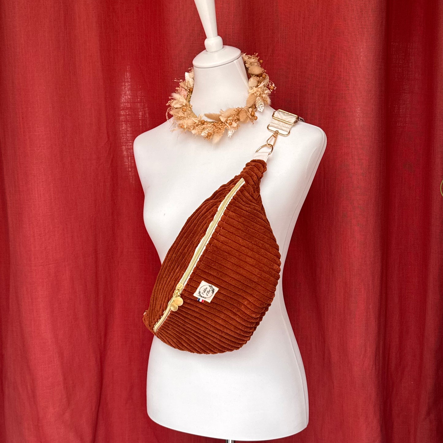 Sac banane XL - Velours côtelé marron