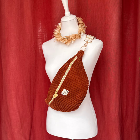 Sac banane XL - Velours côtelé marron