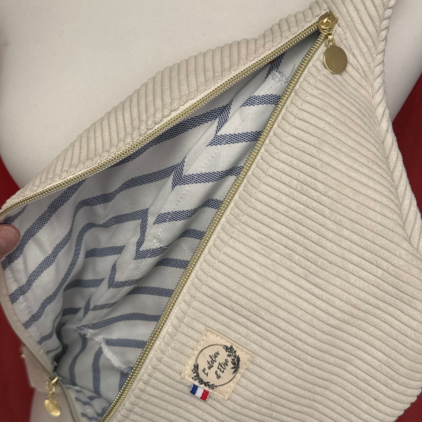Sac banane XL - Velours côtelé beige