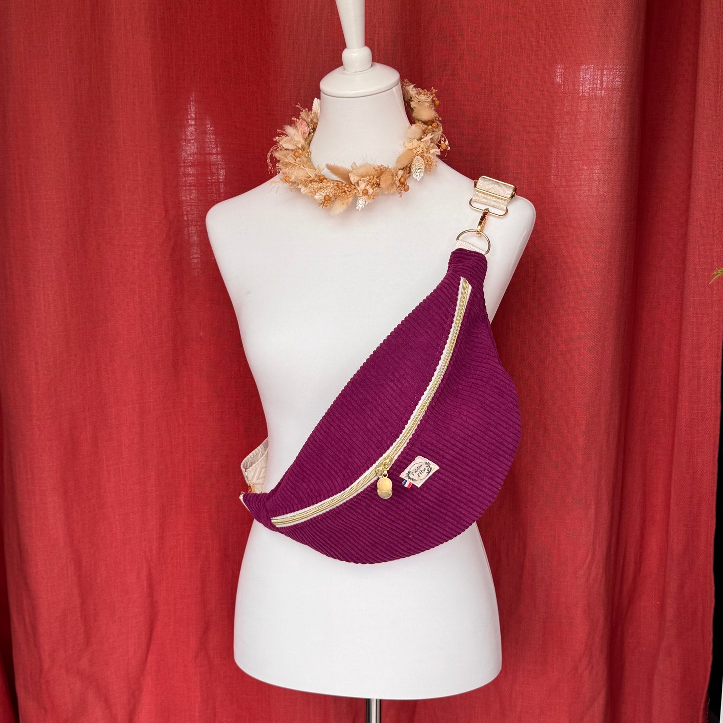 Sac banane XL - Velours côtelé violet