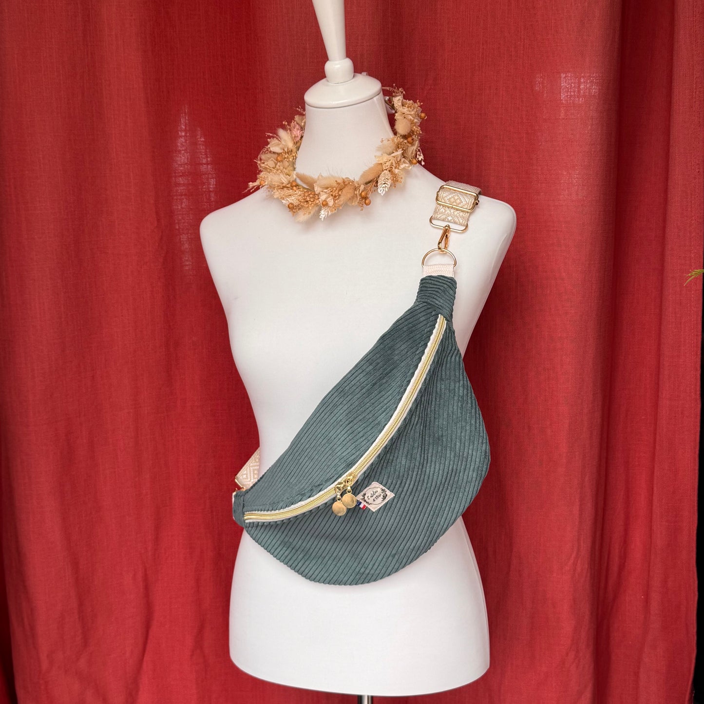 Sac banane XL - Velours côtelé vert