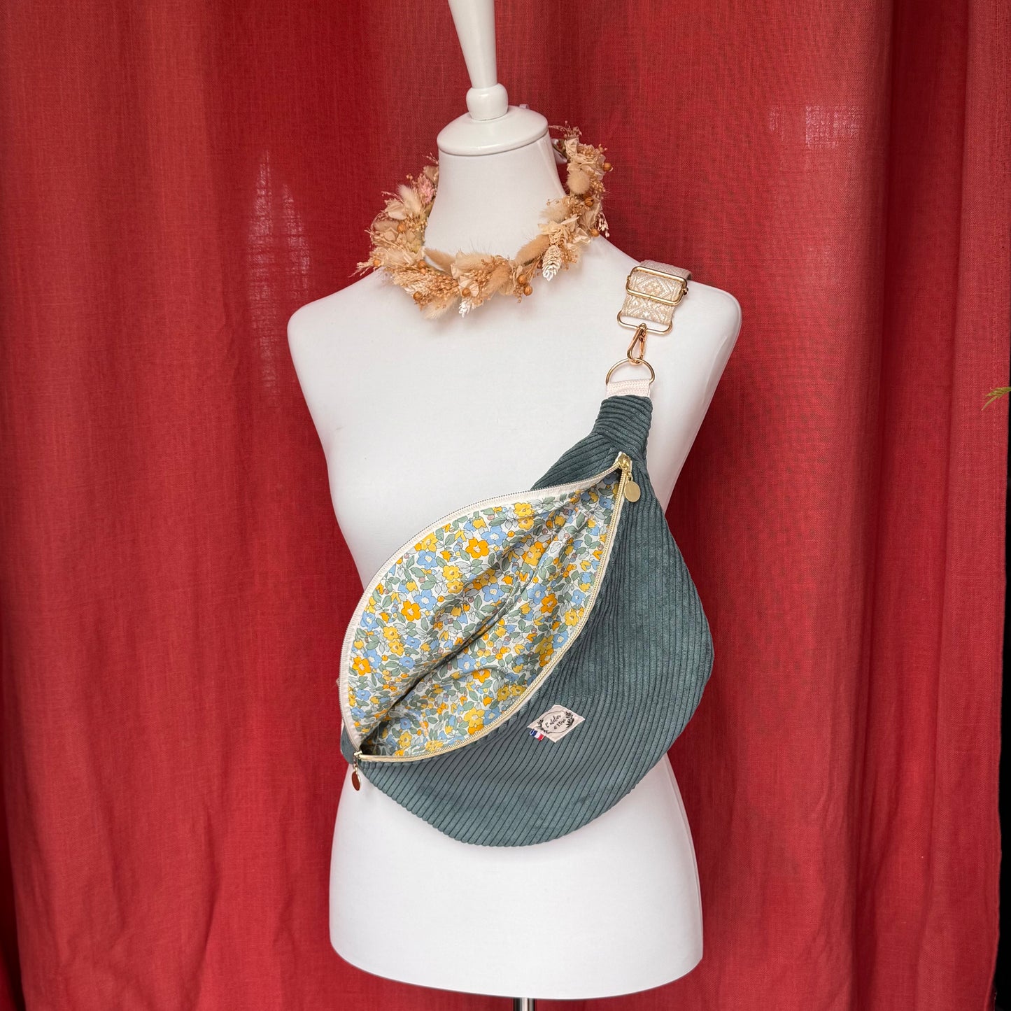 Sac banane XL - Velours côtelé vert