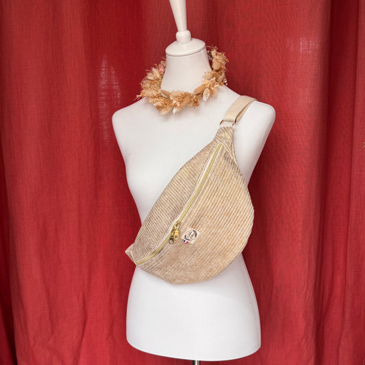 Sac banane XL - Velours côtelé doré