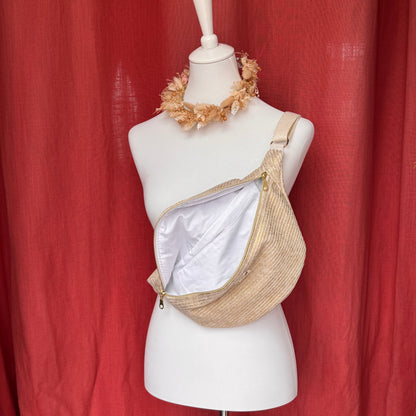 Sac banane XL - Velours côtelé doré