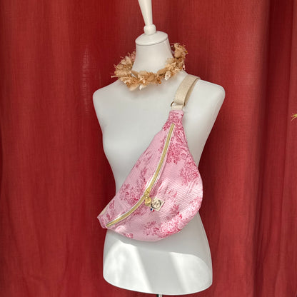Sac banane XL - Toile de jouy rose
