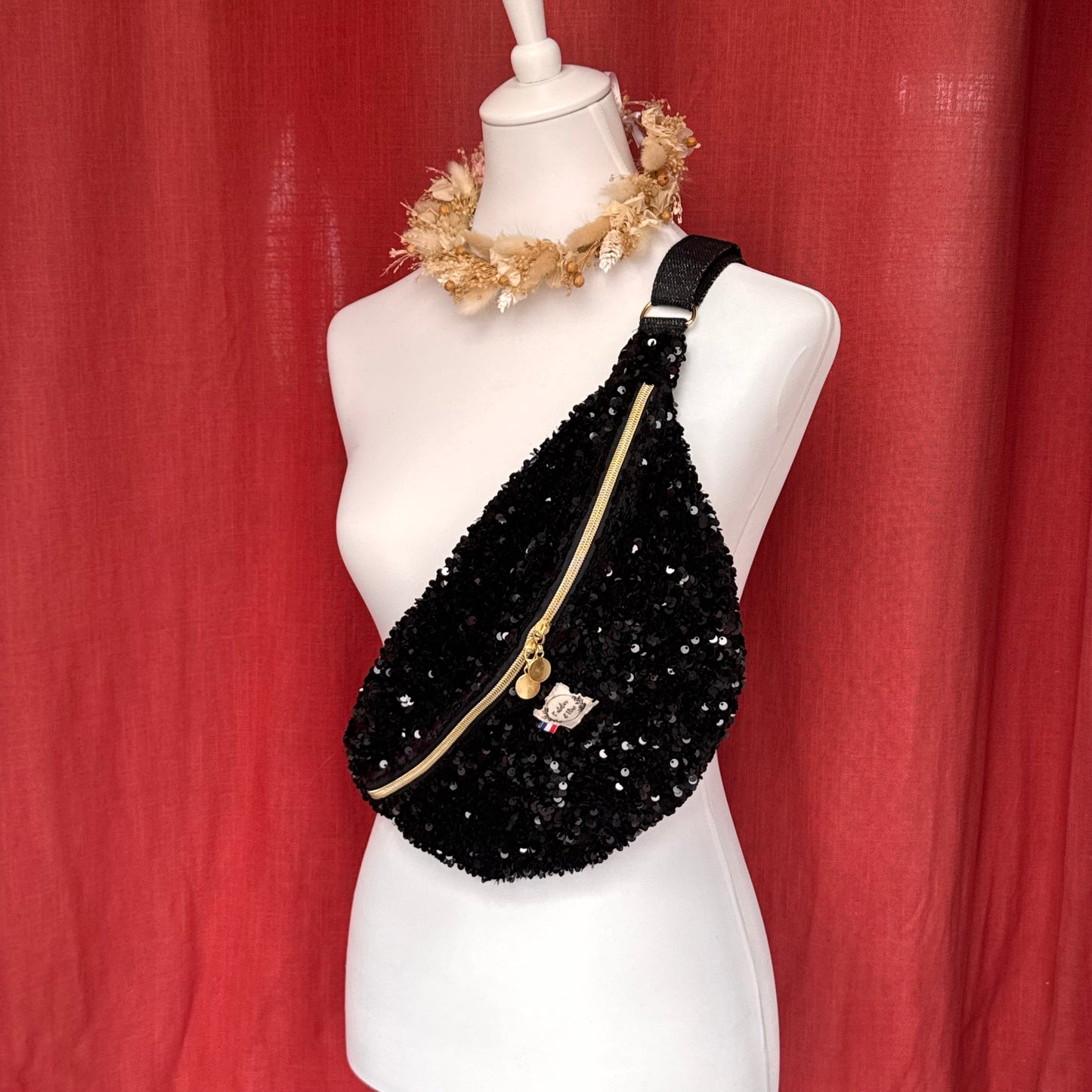 Sac banane XL - Sequins noirs