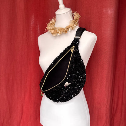 Sac banane XL - Sequins noirs