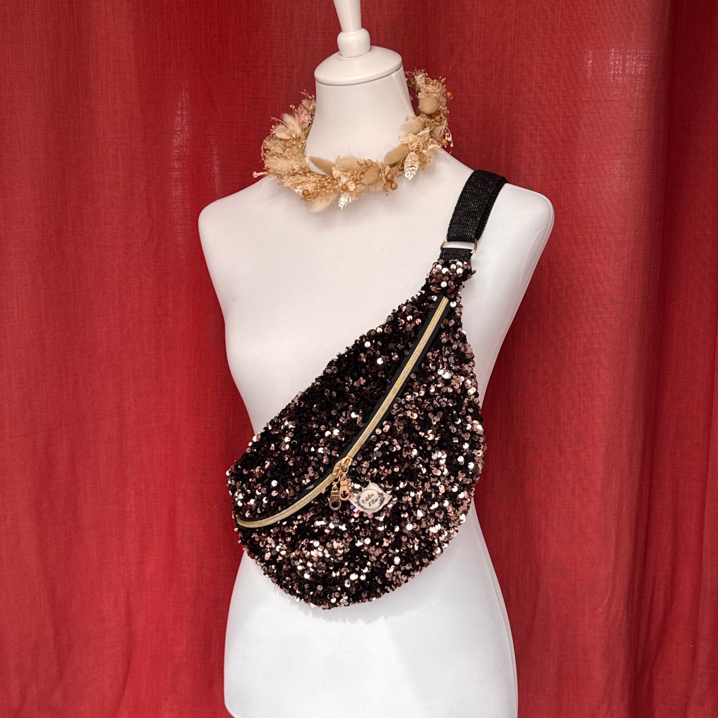 Sac banane XL - Sequins doré