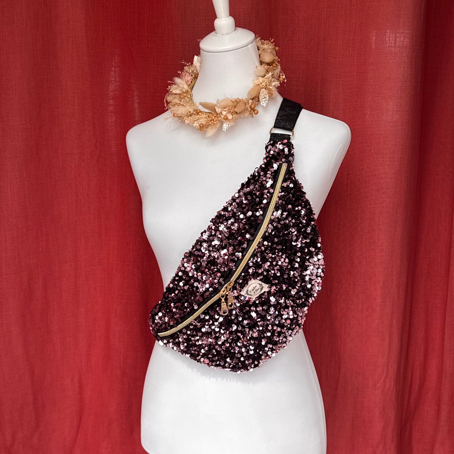 Sac banane XL - Sequins rose