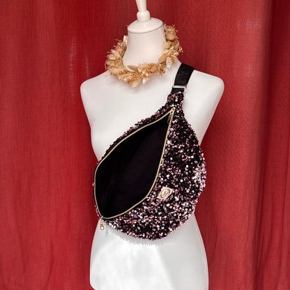 Sac banane XL - Sequins rose