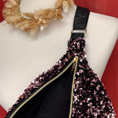 Sac banane XL - Sequins rose