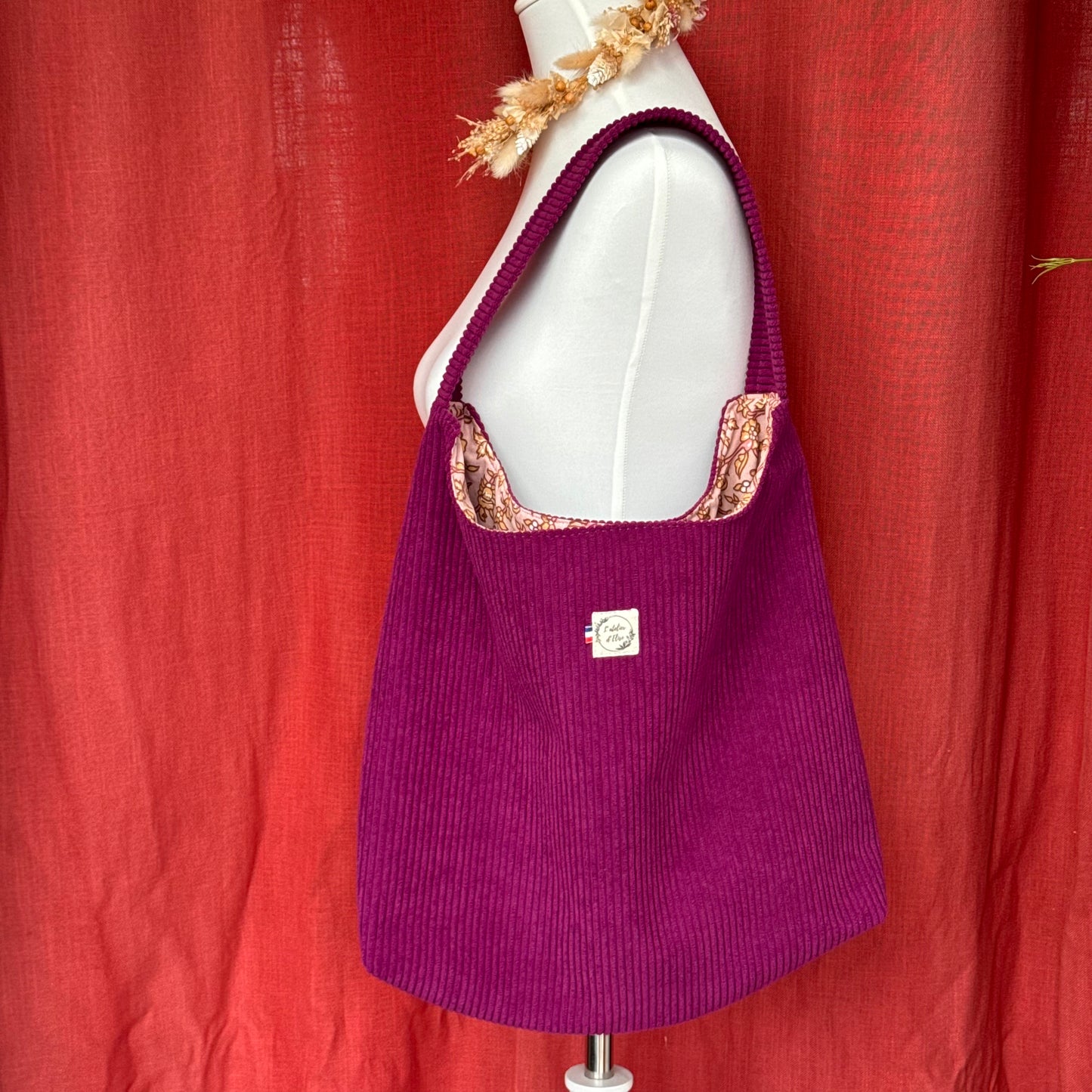 Sac Boho - Velours côtelé violet