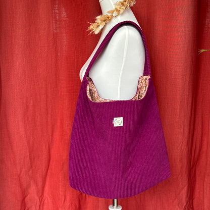 Sac Boho - Velours côtelé violet