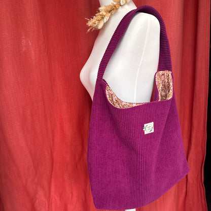 Sac Boho - Velours côtelé violet
