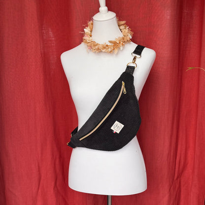 Sac banane - Velours côtelé noir