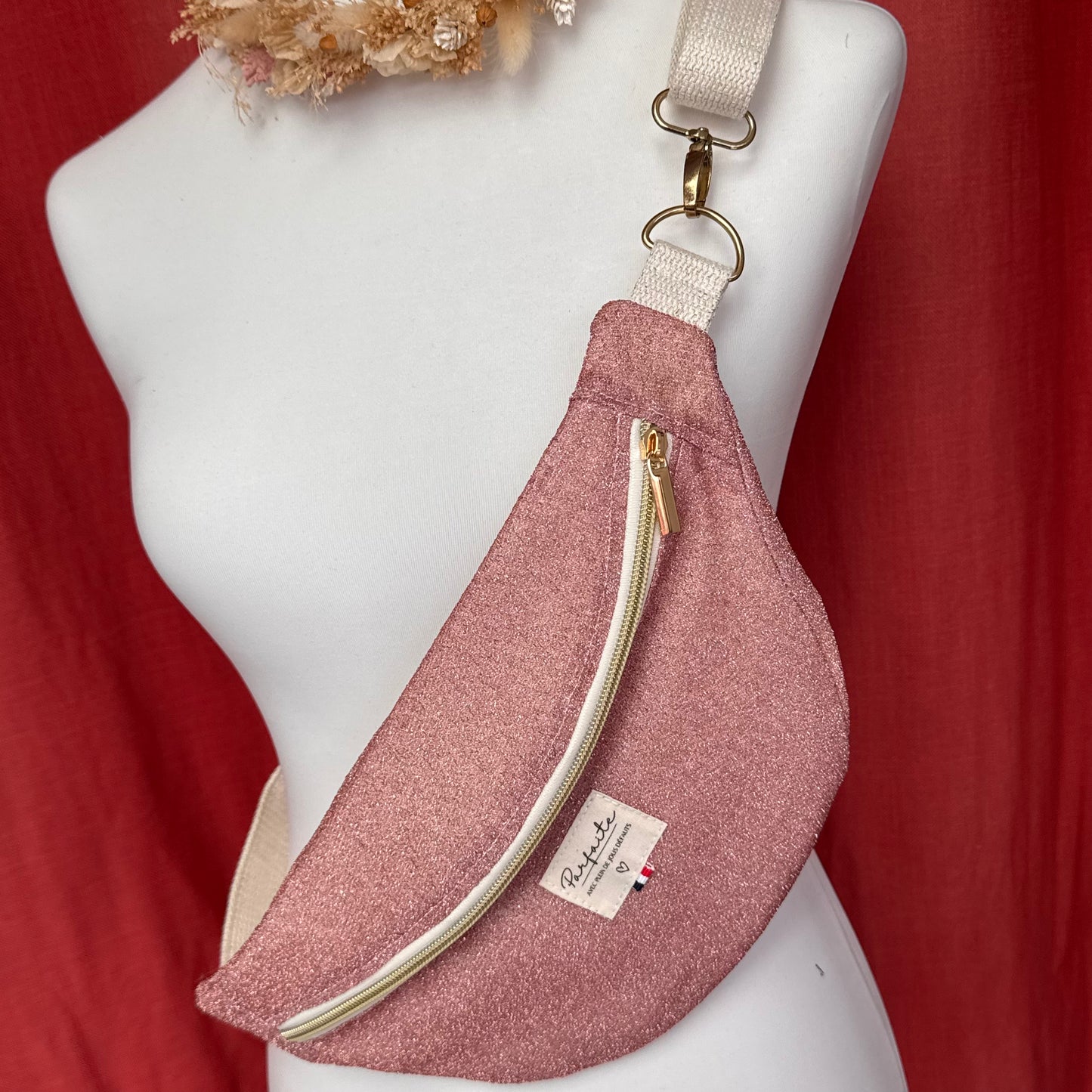 Sac banane - Paillettes rose