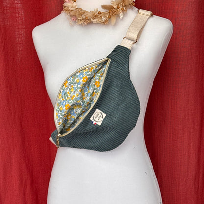 Sac banane petite taille- Velours côtelé vert