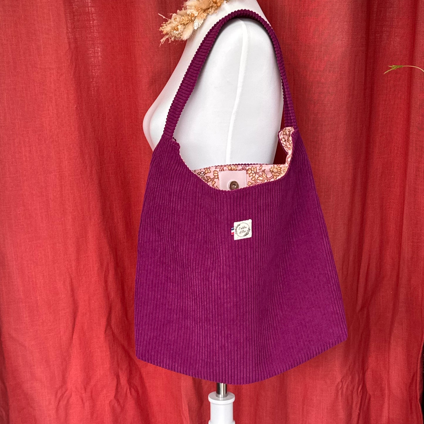 Sac Boho - Velours côtelé violet