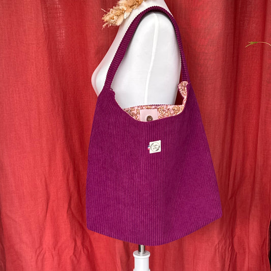 Sac Boho - Velours côtelé violet