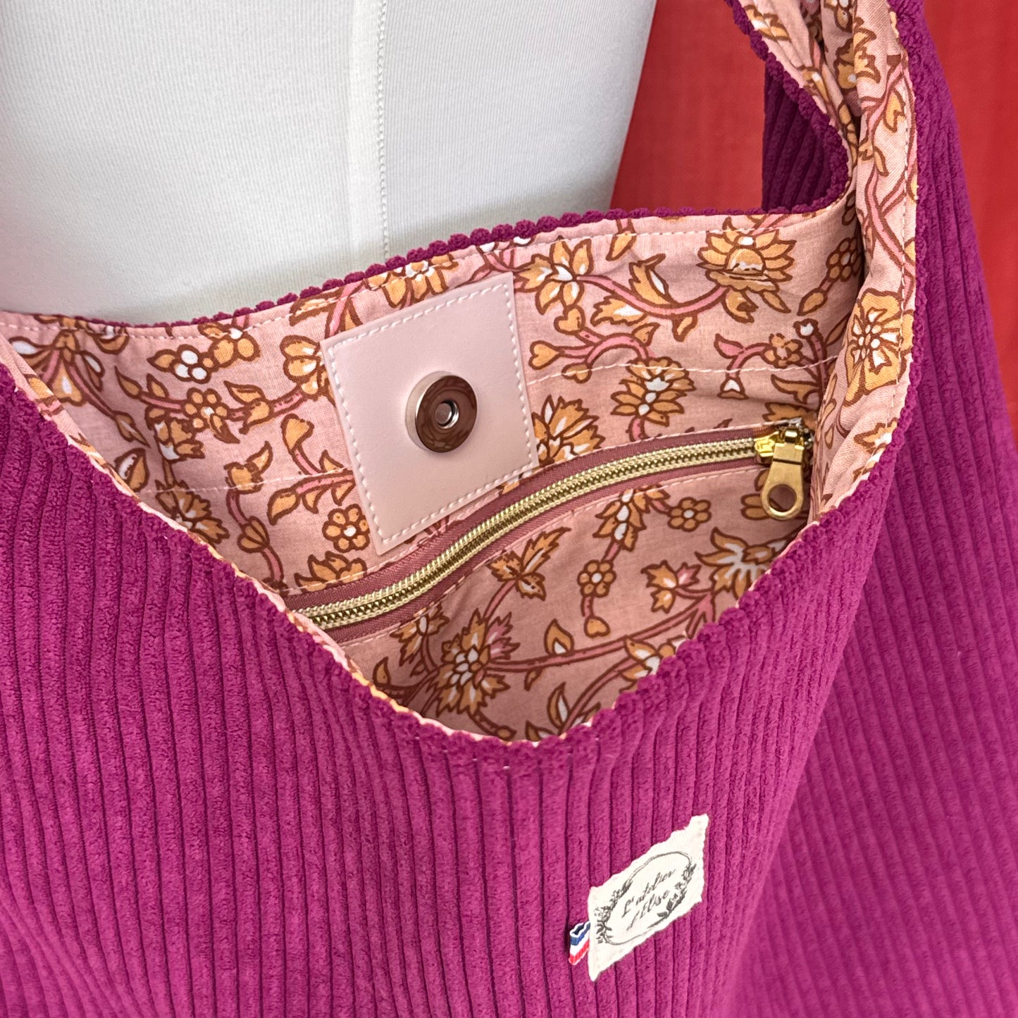 Sac Boho - Velours côtelé violet