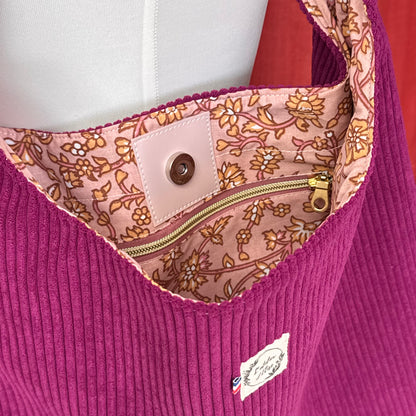 Sac Boho - Velours côtelé violet