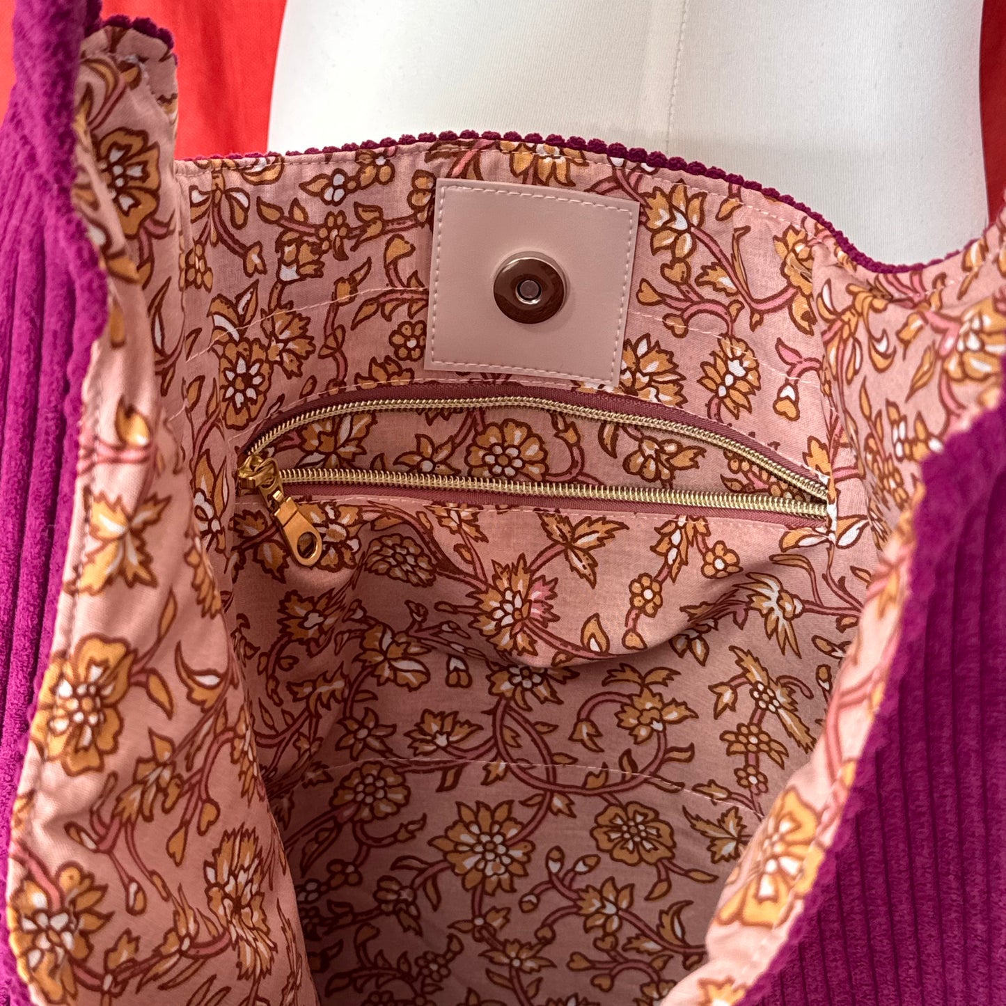 Sac Boho - Velours côtelé violet