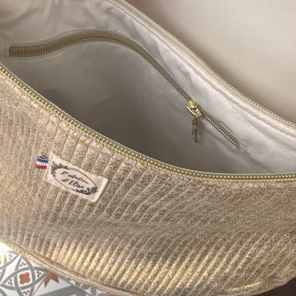 Sac demi-lune - Velours côtelé doré