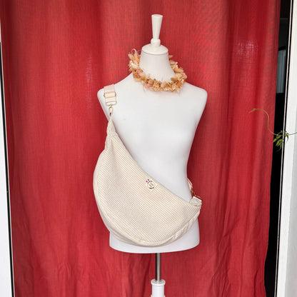 Sac demi-lune - Velours côtelé beige