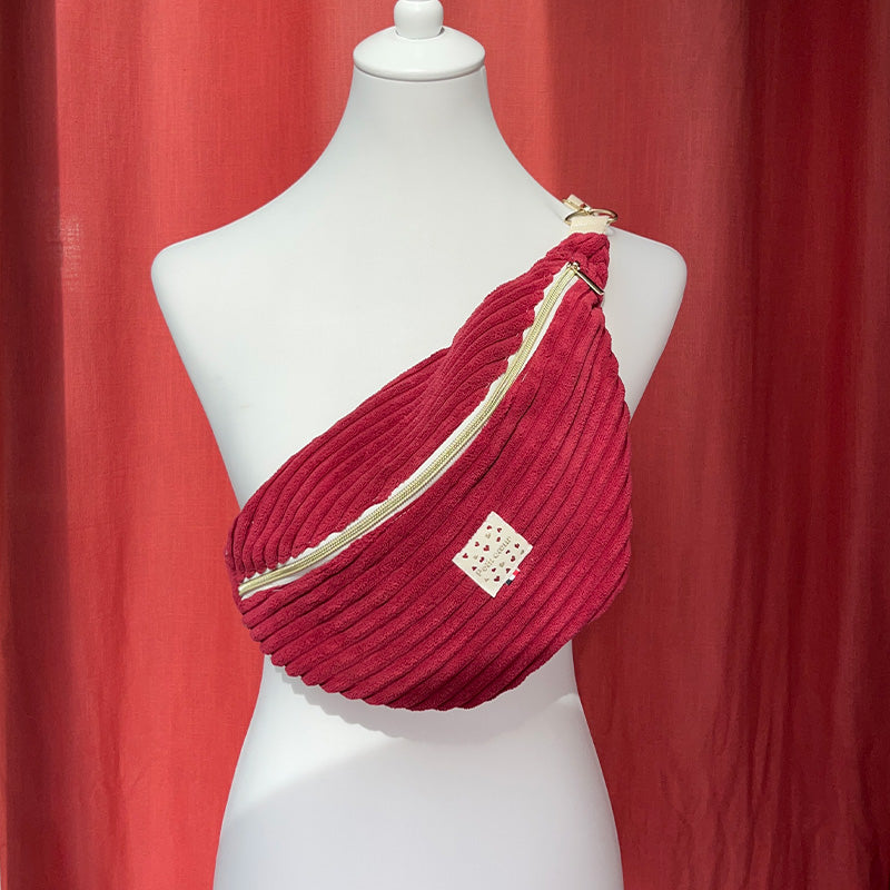 Sac banane XL - Velours côtelé fuschia
