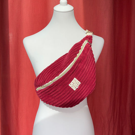 Sac banane XL - Velours côtelé fuschia