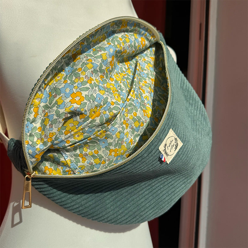 Sac banane XL - Velours côtelé vert