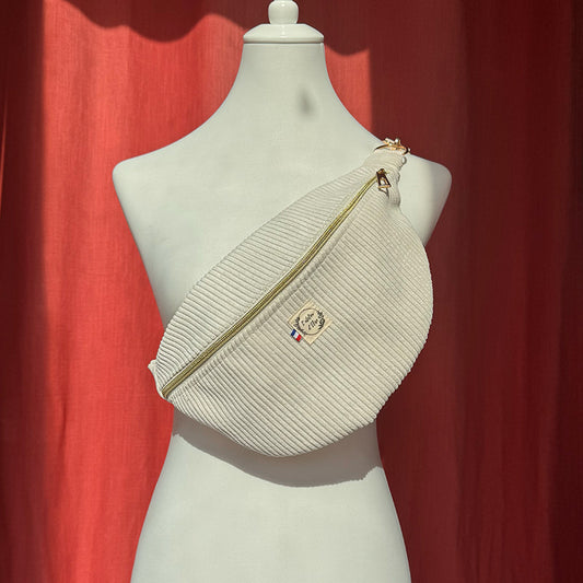 Sac banane XL - Velours côtelé beige