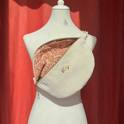 Sac banane XL - Velours côtelé beige