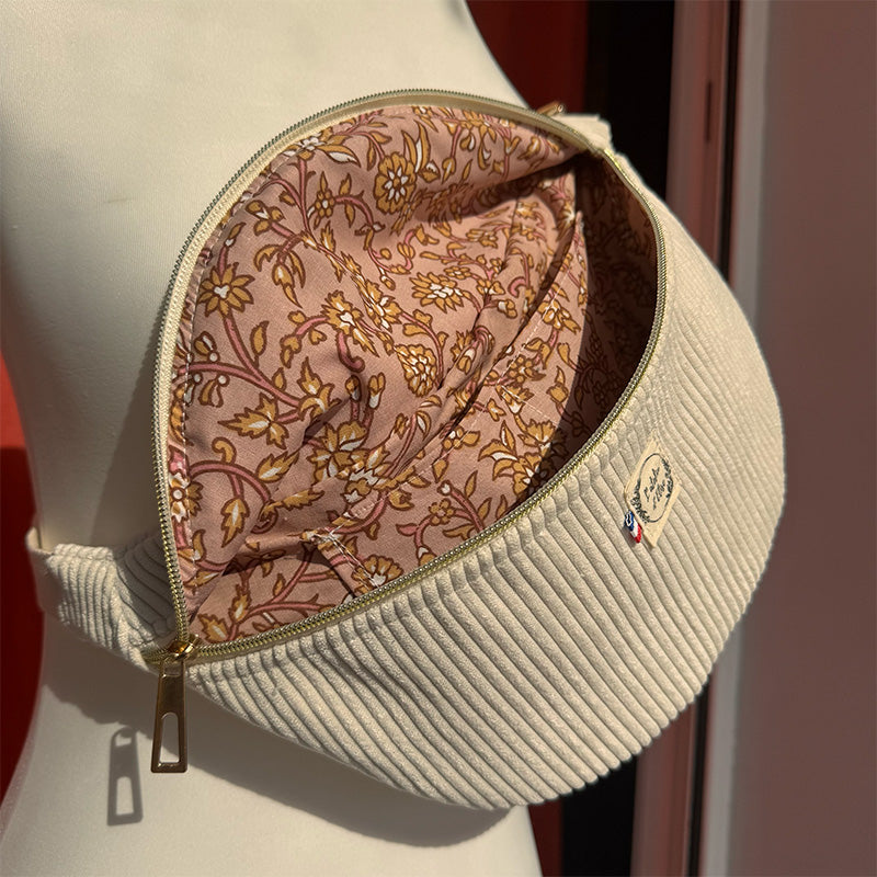 Sac banane XL - Velours côtelé beige