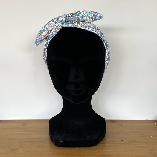 BANDEAU CHEVEUX MODULABLE FAIT MAIN Liberty bleu | L'ATELIER D'ÉLISE