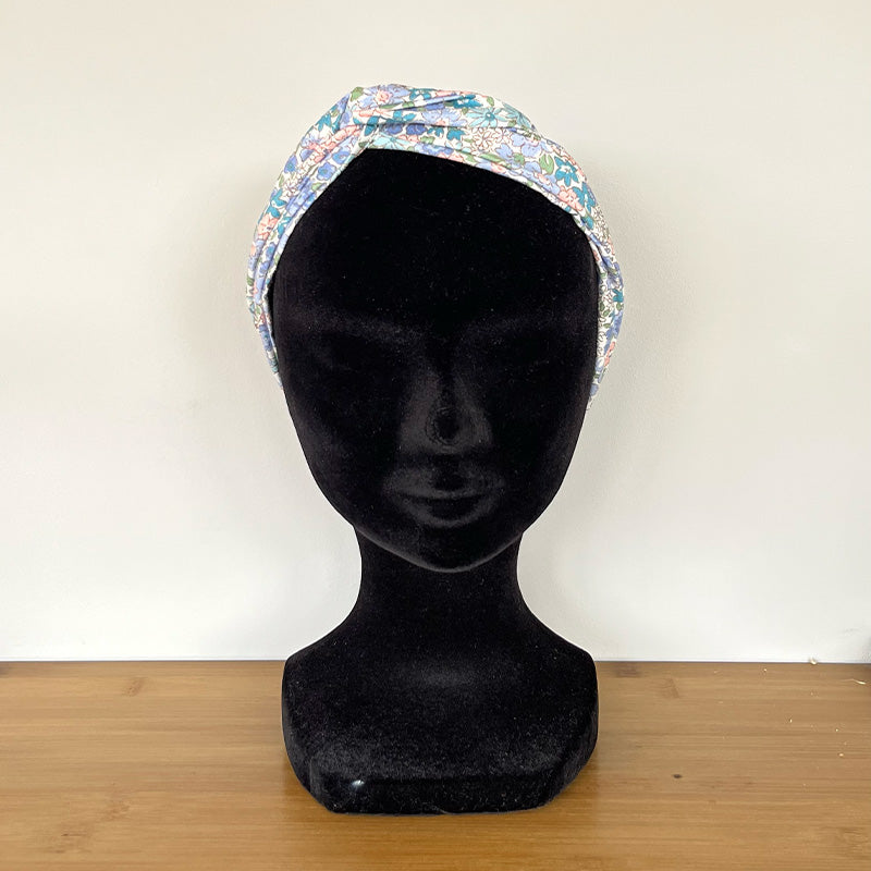BANDEAU CHEVEUX MODULABLE FAIT MAIN Liberty bleu | L'ATELIER D'ÉLISE