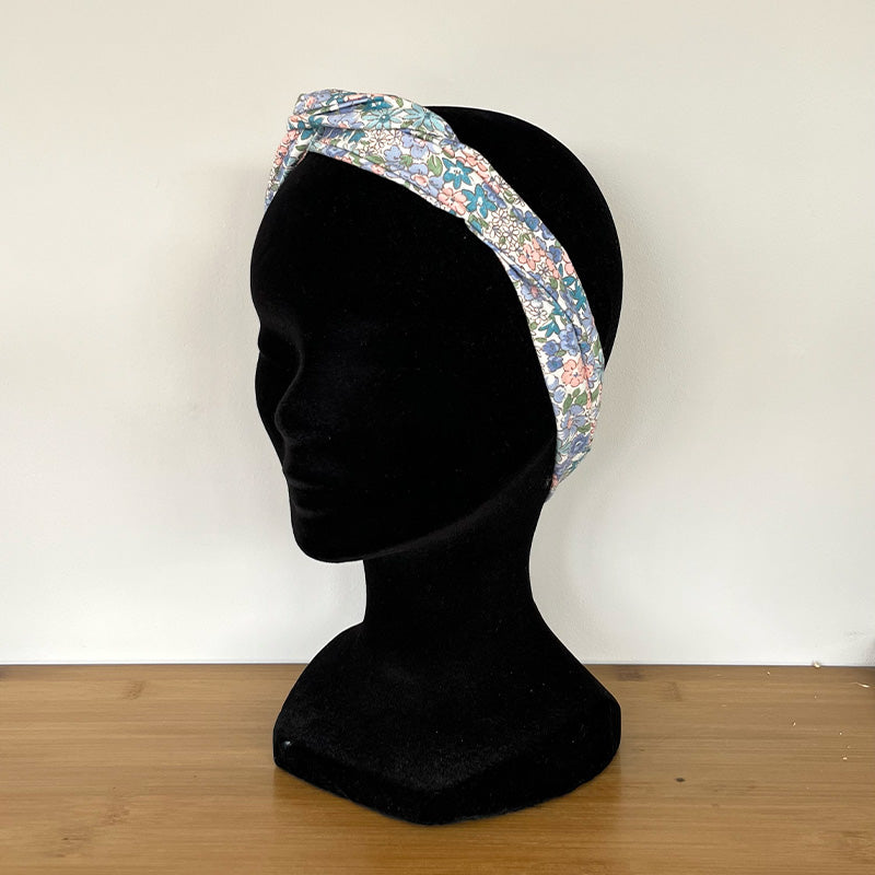 BANDEAU CHEVEUX MODULABLE FAIT MAIN Liberty bleu | L'ATELIER D'ÉLISE