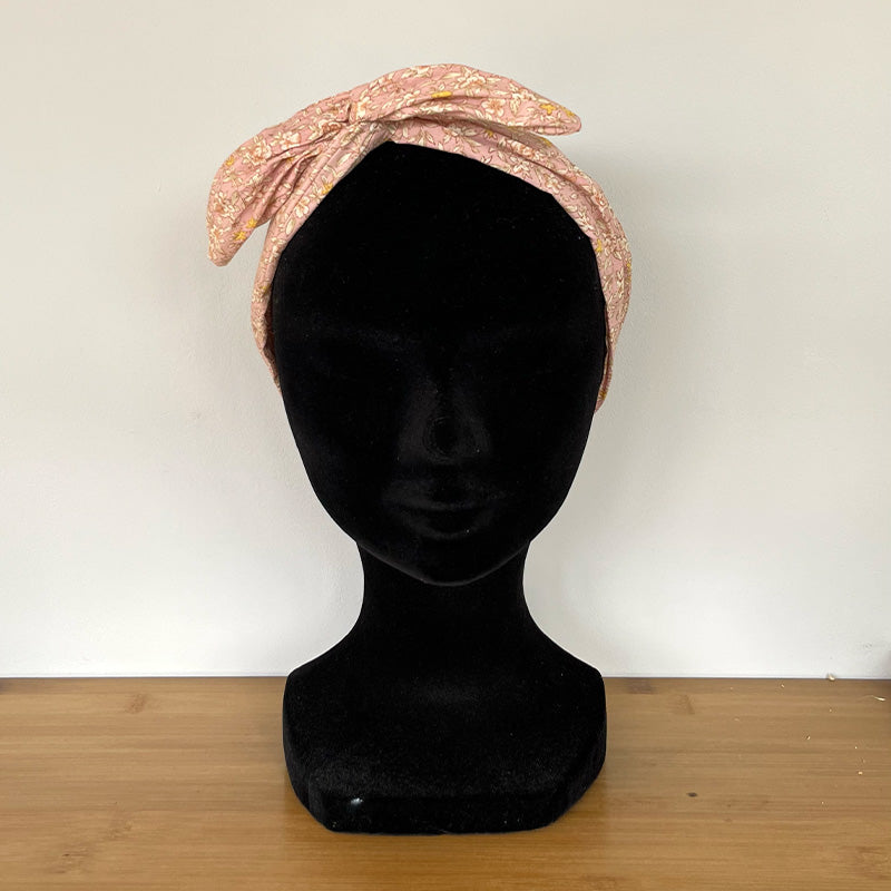 BANDEAU CHEVEUX MODULABLE FAIT MAIN Coton fleuri rose | L'ATELIER D'ÉLISE