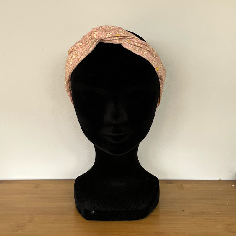 BANDEAU CHEVEUX MODULABLE FAIT MAIN Coton fleuri rose | L'ATELIER D'ÉLISE