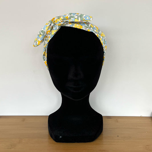 BANDEAU CHEVEUX MODULABLE FAIT MAIN Coton liberty jaune | L'ATELIER D'ÉLISE