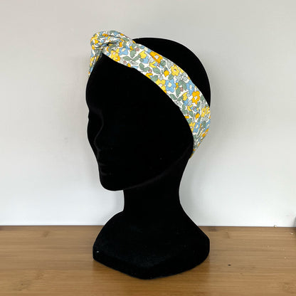Bandeau cheveux fil de fer - Coton liberty jaune