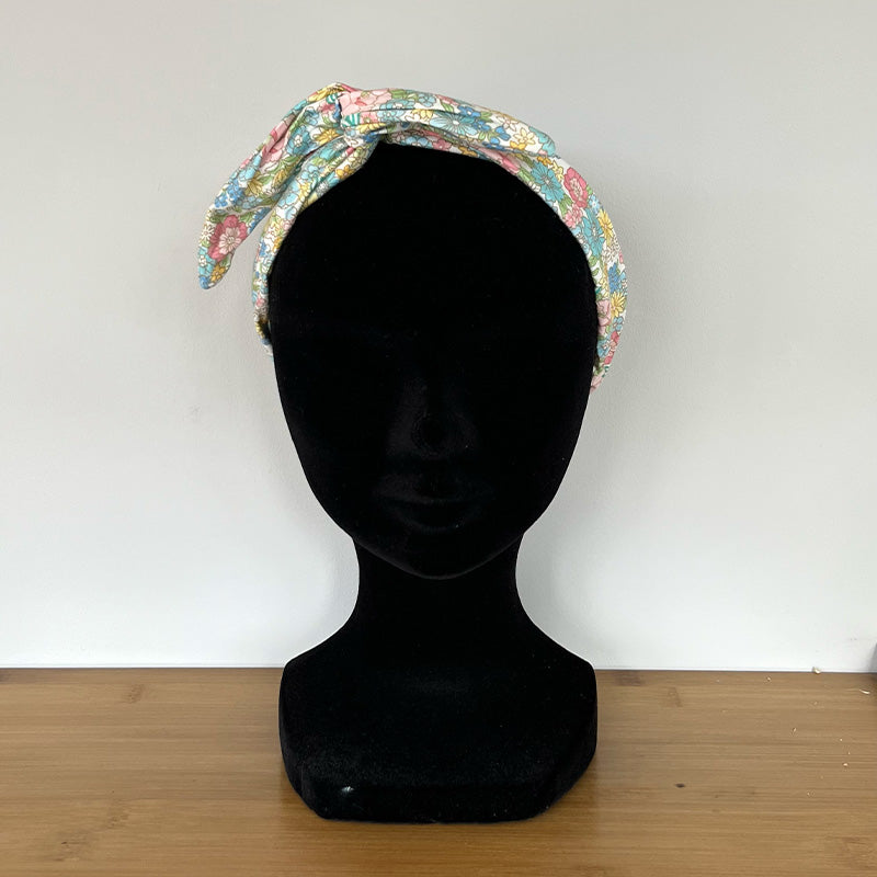 BANDEAU CHEVEUX MODULABLE FAIT MAIN Coton Fleurs rose | L'ATELIER D'ÉLISE