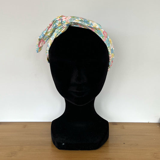BANDEAU CHEVEUX MODULABLE FAIT MAIN Coton Fleurs rose | L'ATELIER D'ÉLISE